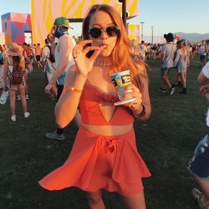 For love & Lemons Pink crop and skirt set